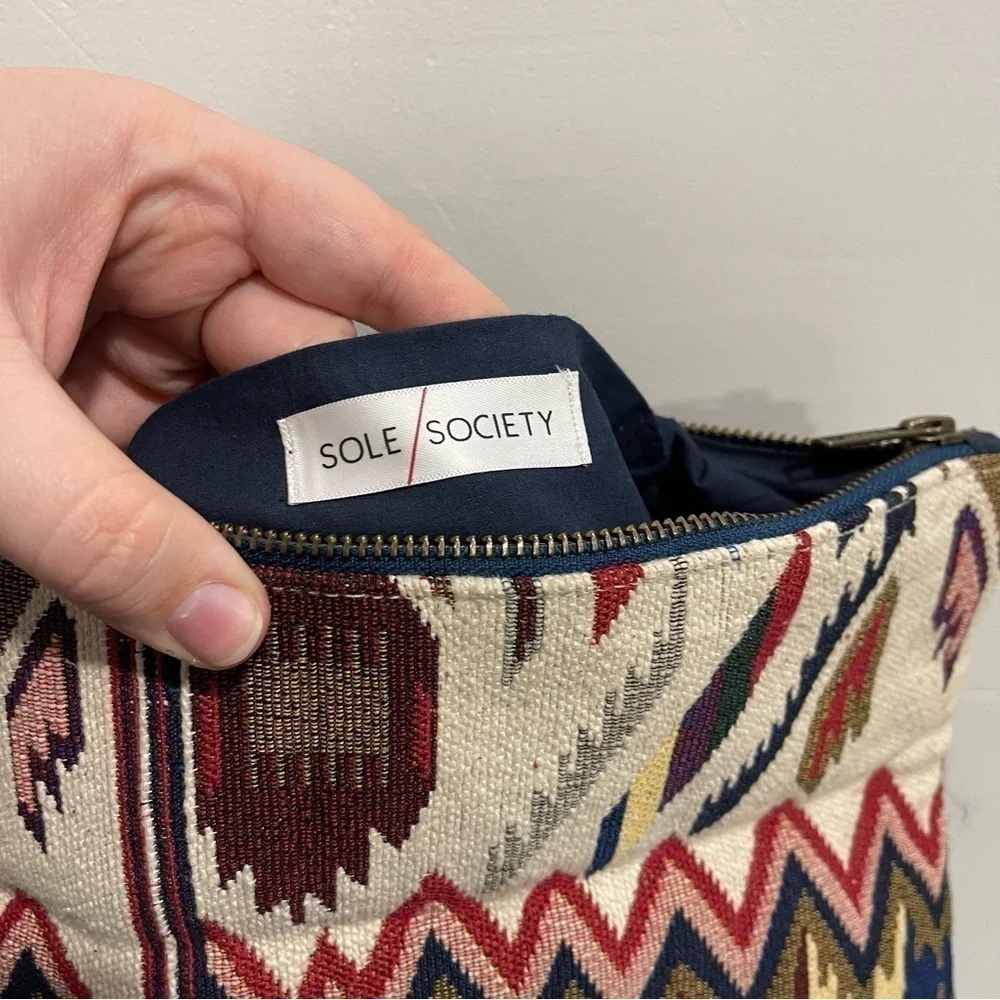 Sole Society Aztec Print Colorful Tassel Clutch Purse Bag